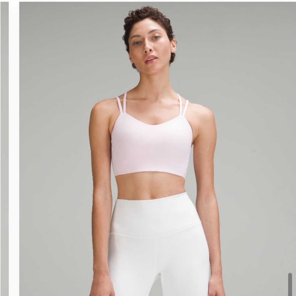 lululemon likea cloud ribbed longline light support bra b/c cup meadowsweet pink